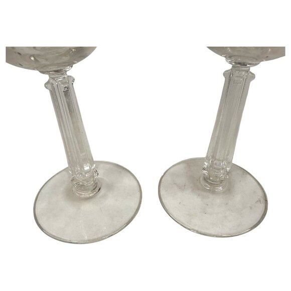 2 Libbey silver Leaf Frosted Water Glasses Wine Goblets Vintage Set MCM Barware - Picture 7 of 9